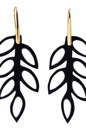 Evergreen Leaf Recycled Rubber Earrings
