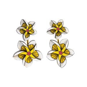 Kamboja (Frangipani) Reclaimed Wood Earrings