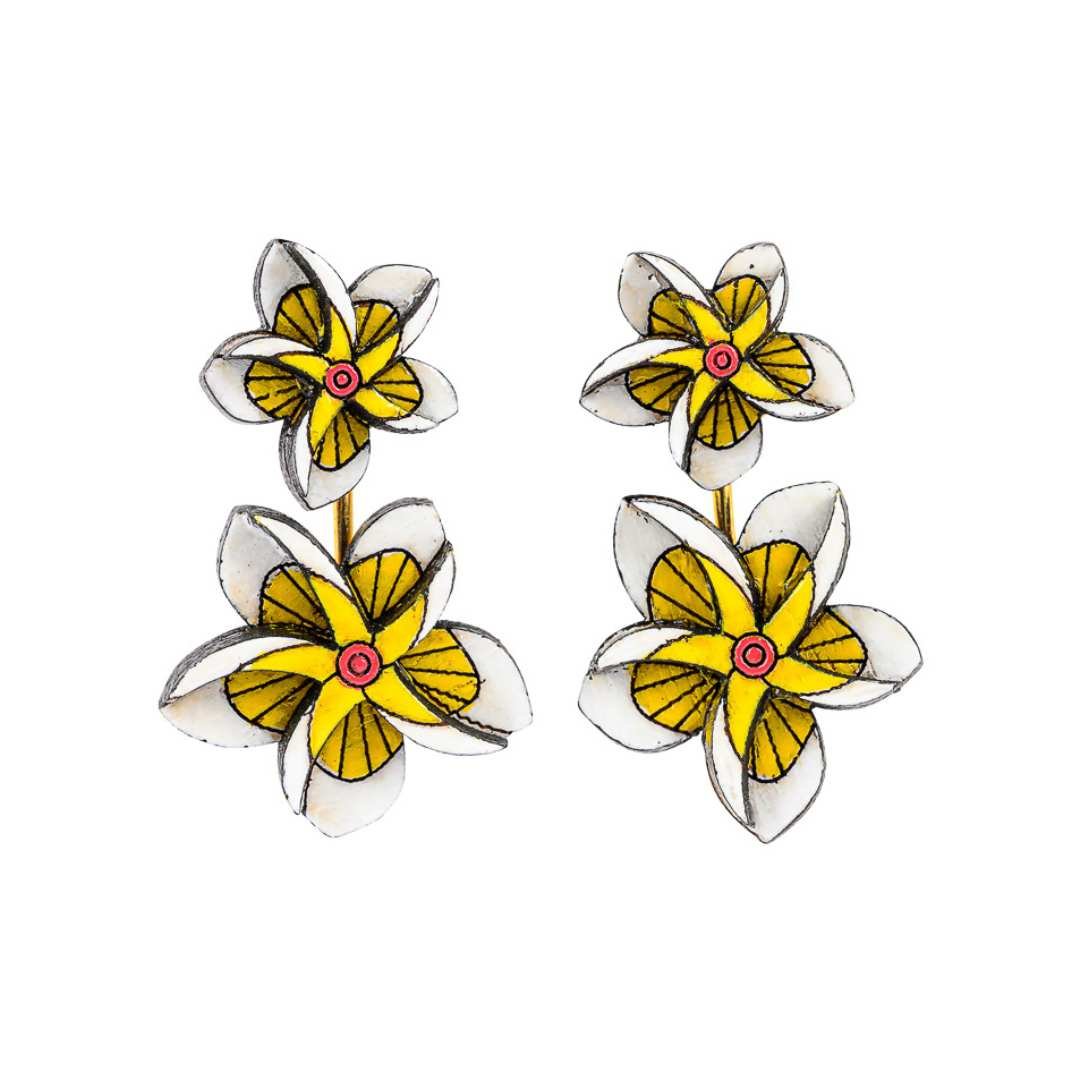 Kamboja (Frangipani) Reclaimed Wood Earrings