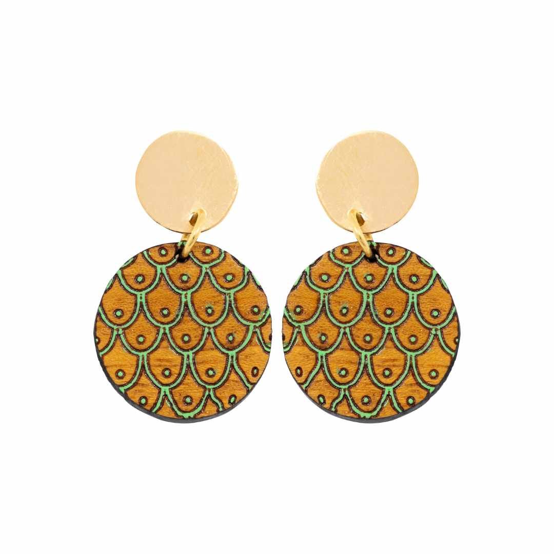Grinsing Recycled Wood Earrings