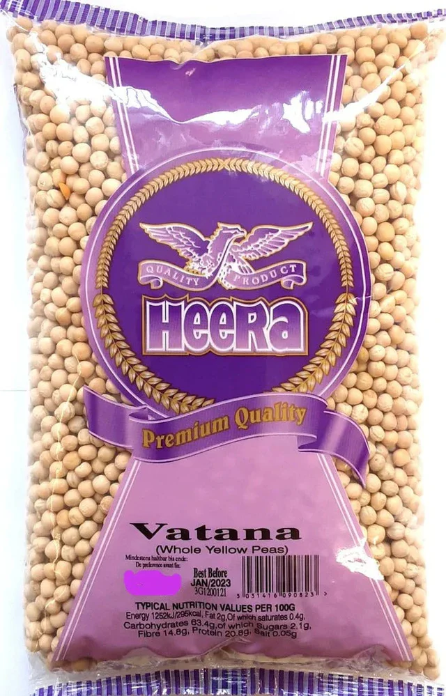 HEERA VATANA WHITE PEAS (WHOLE YELLOW PEAS) 6X2KG
