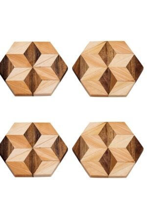 Handmade Hexagon Wooden Coasters (Set of 2 or 4)