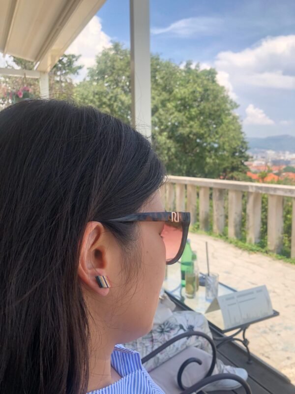 Kite Recycled Skateboard Wooden Stud Earrings by Paguro Upcycle