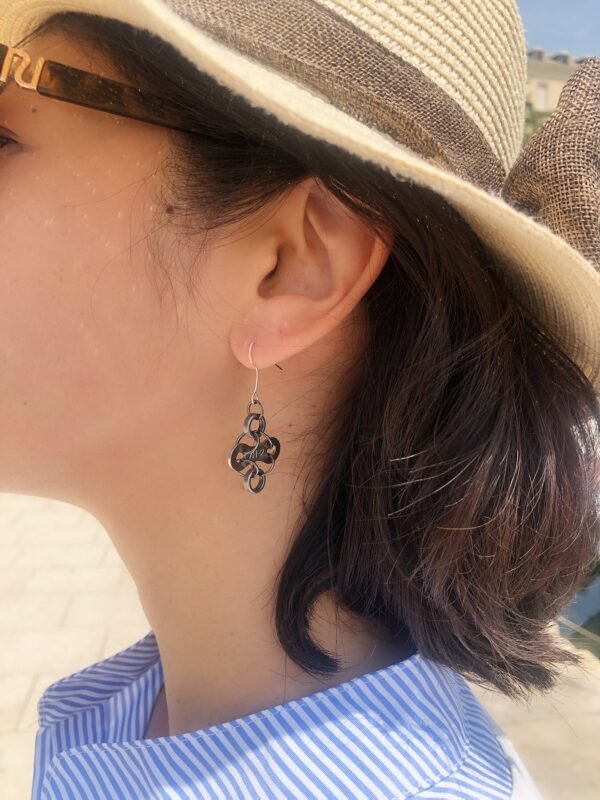 Diamond Stainless Steel Bicycle Chain Earrings by Paguro Upcycle