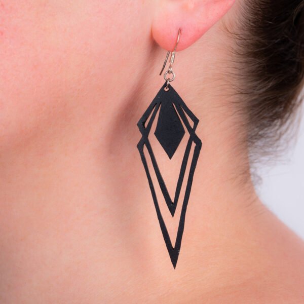 Kite Recycled Rubber Artistic Statement Earrings by Paguro Upcycle
