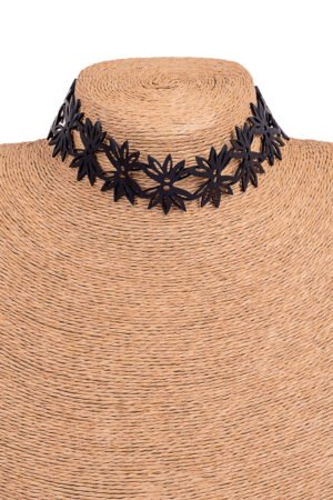 Lotus Recycled Rubber Statement Flower Choker by Paguro Upcycle