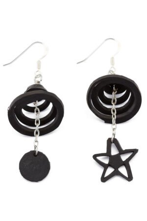 Mars & Venus Unique Recycle Rubber Earrings by Paguro Upcycle