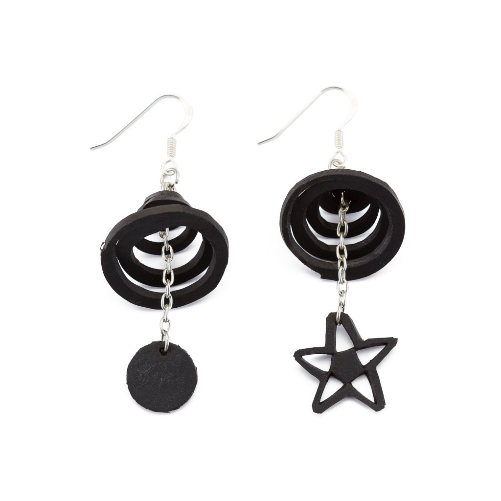 Mars & Venus Unique Recycle Rubber Earrings by Paguro Upcycle