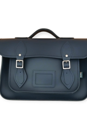 Navy Blue Handmade Leather Satchel 13''