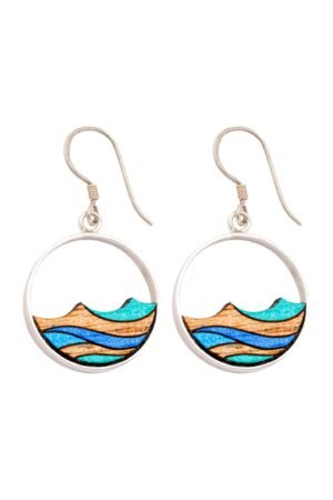 Ocean Eco-friendly Recycled Wood Silver Earrings