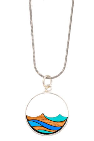Ocean Recycled Wood Silver Necklace