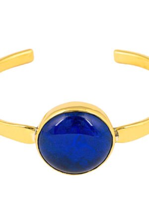 Safi Recycled Brass & Blue Glass Bangle