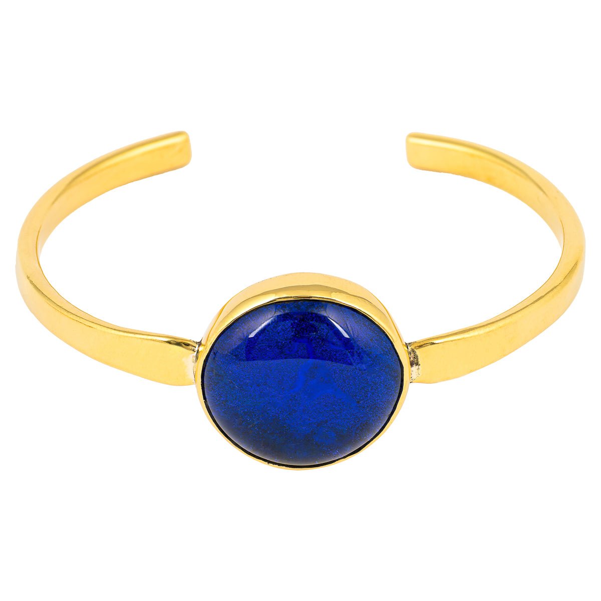 Safi Recycled Brass & Blue Glass Bangle