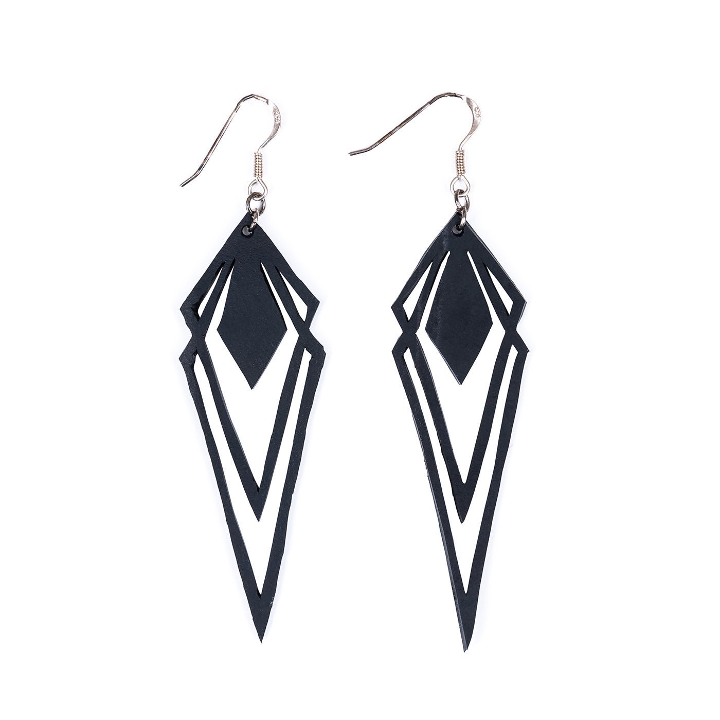 Kite Recycled Rubber Artistic Statement Earrings by Paguro Upcycle