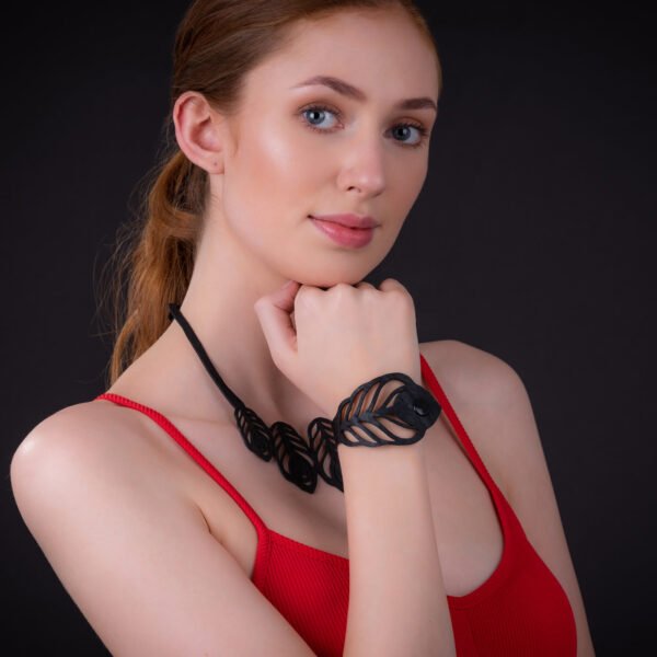 Peacock Rubber Feather Bracelet by Paguro Upcycle