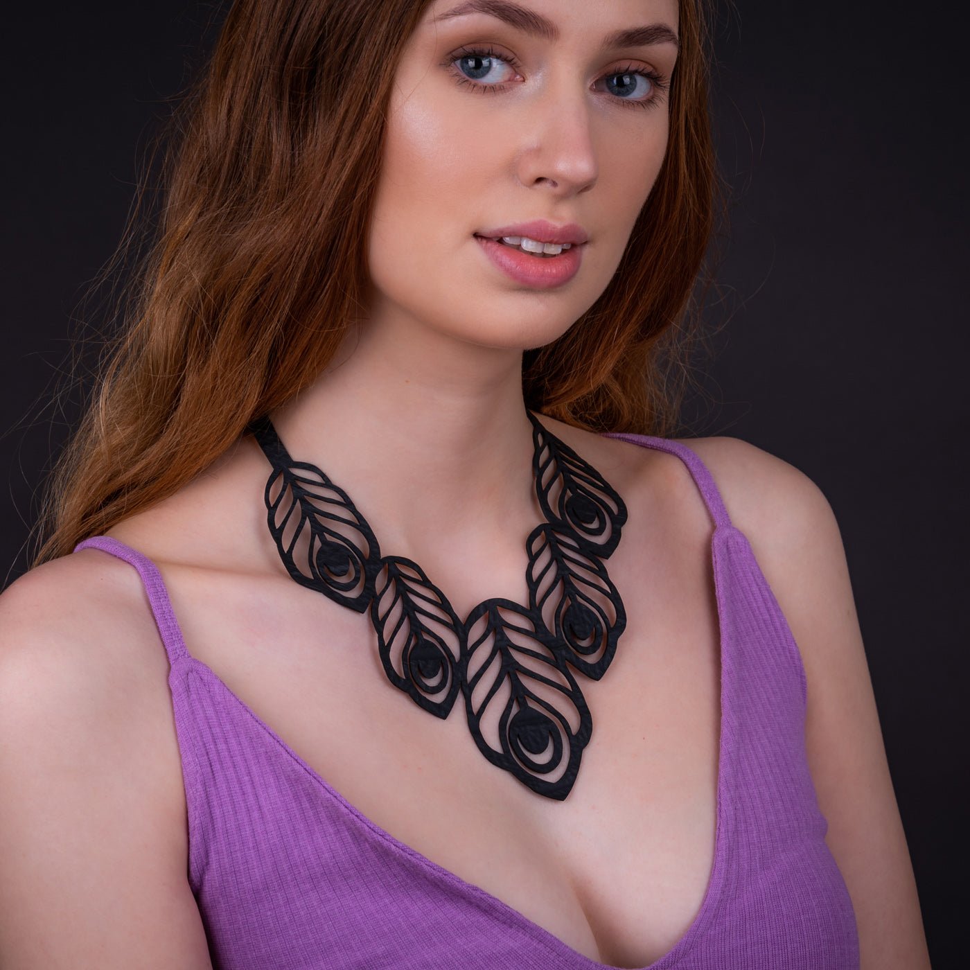 Peacock Feather Necklace by Paguro Upcycle