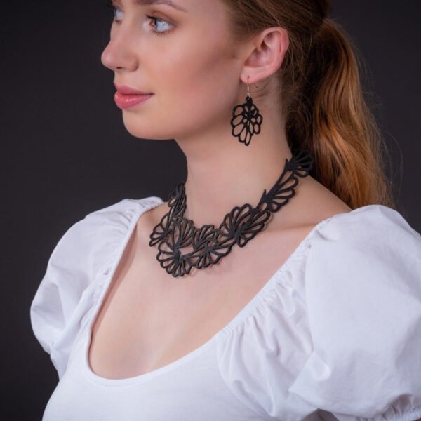 Violets Upcycled Statement Vegan Flower Necklace by Paguro Upcycle