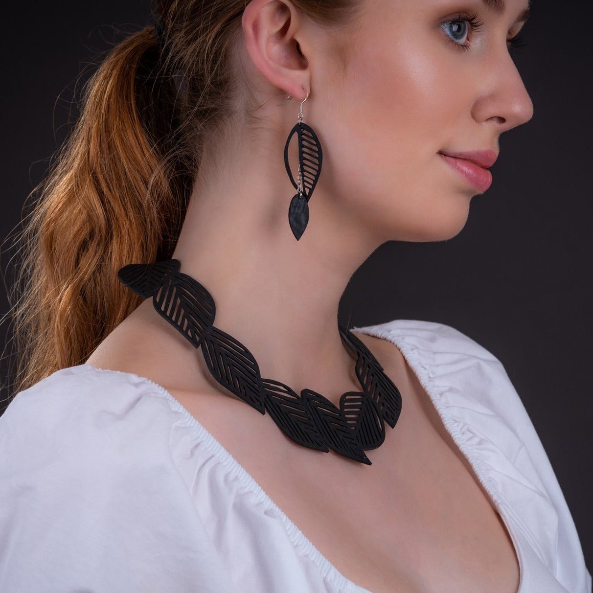 Sweet Cherry Recycled Rubber Leaf Necklace by Paguro Upcycle