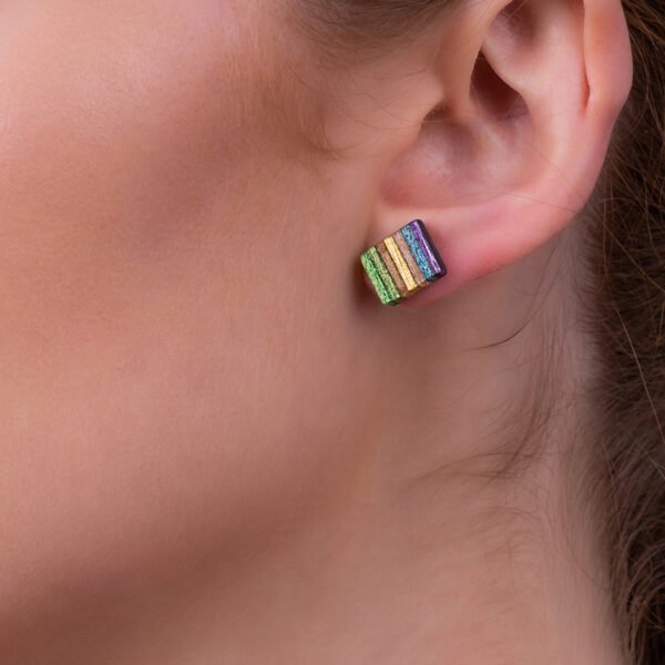 Square Recycled Skateboard Wood Stud Earrings by Paguro Upcycle