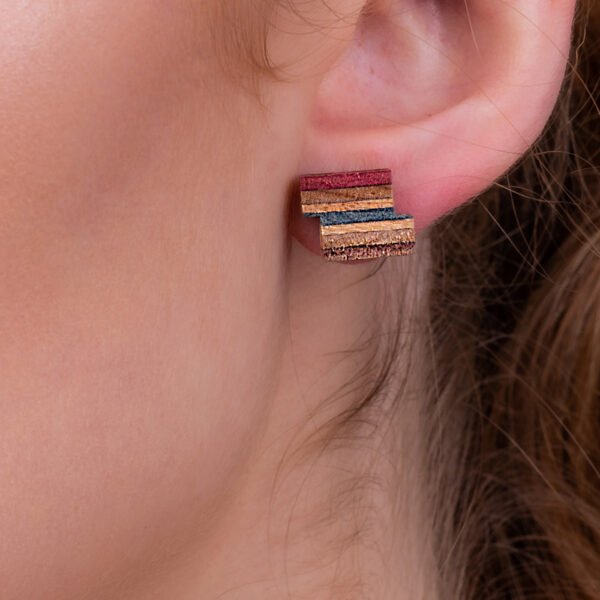 Zig Recycled Skateboard Stud Earrings by Paguro Upcycle