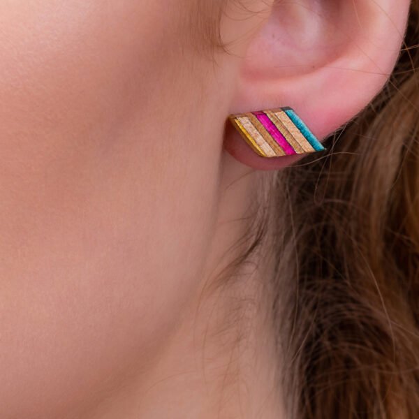 Kite Recycled Skateboard Wooden Stud Earrings by Paguro Upcycle