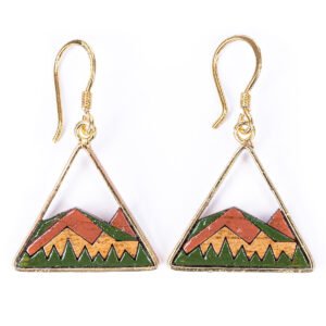 Hill Eco-friendly Recycled Wood Gold Earrings by Paguro Upcycle