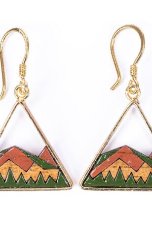 Hill Eco-friendly Recycled Wood Gold Earrings by Paguro Upcycle