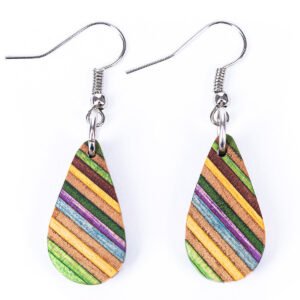 Teardrop Elegant Recycled Skateboard Dangle Earrings by Paguro Upcycle