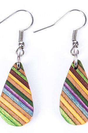 Teardrop Elegant Recycled Skateboard Dangle Earrings by Paguro Upcycle