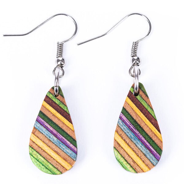 Teardrop Elegant Recycled Skateboard Dangle Earrings by Paguro Upcycle