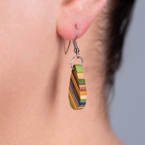 Teardrop Elegant Recycled Skateboard Dangle Earrings by Paguro Upcycle