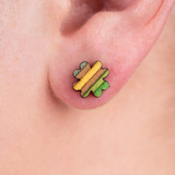 Clover Recycled Skateboard Stud Earrings by Paguro Upcycle