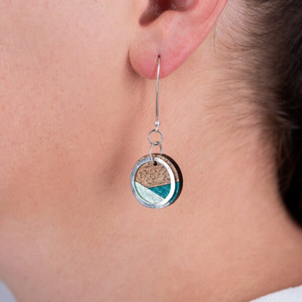 Conture Recycled Wood Silver Dangle Earrings (6 Colours) by Paguro Upcycle