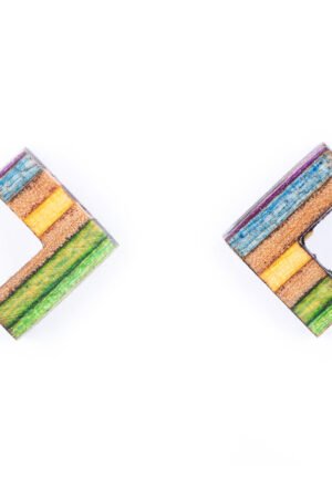 Boomerang Recycled Skateboard Stud Earrings by Paguro Upcycle