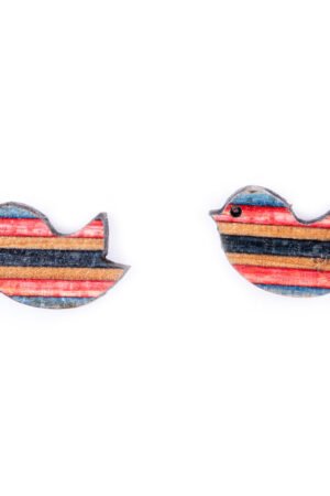 Robin Little Bird Recycled Skateboard Stud Earrings by Paguro Upcycle