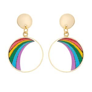 Rainbow Eco-friendly Recycled Wood Gold Earrings