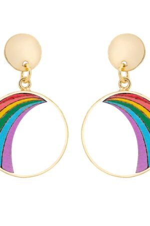 Rainbow Eco-friendly Recycled Wood Gold Earrings