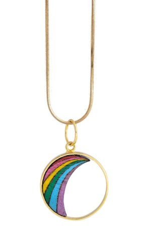 Rainbow Recycled Wood Gold Necklace