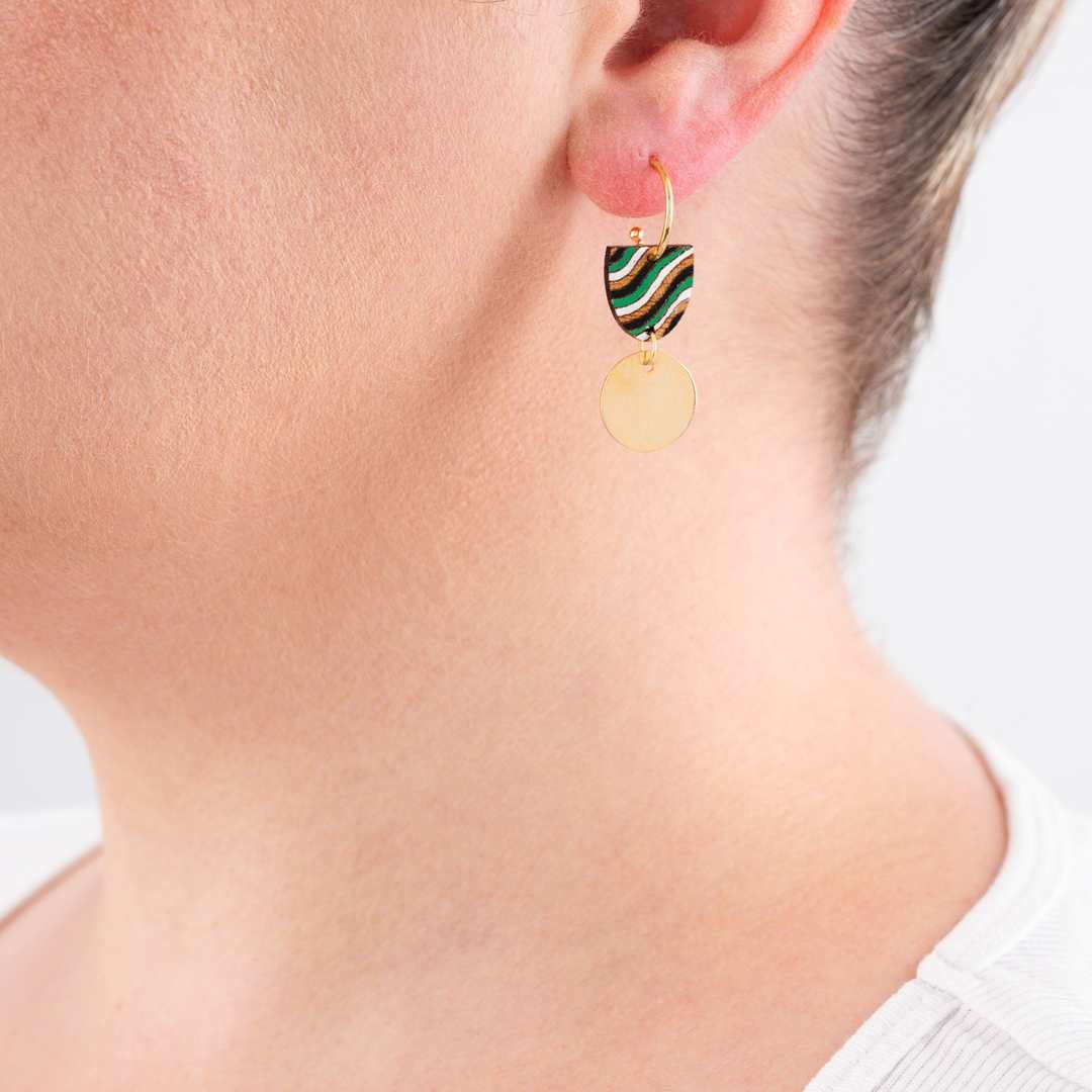 Rawan Recycled Wood Earrings - Image 2