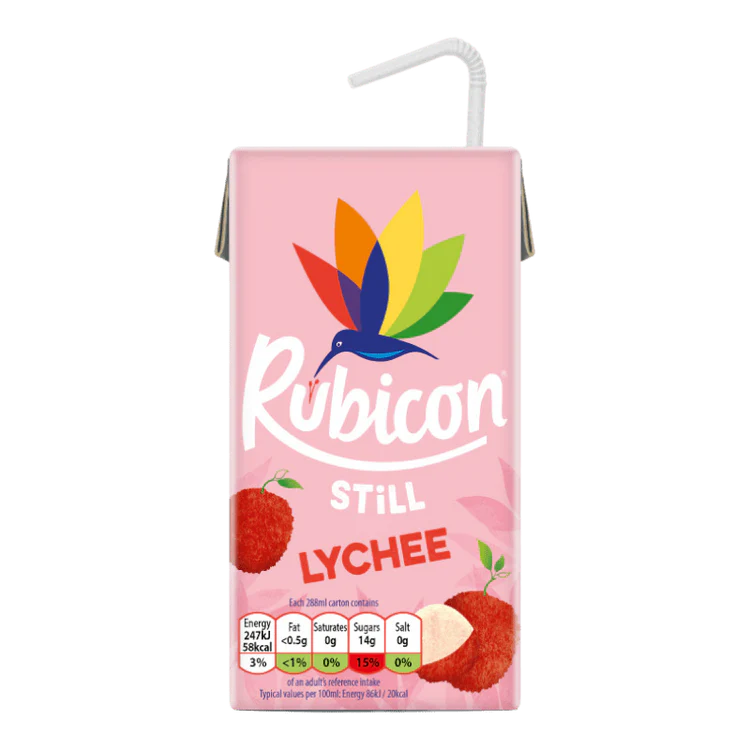 RUBICON LYCHEE JUICE DRINK HALF SUGAR 12X288ML