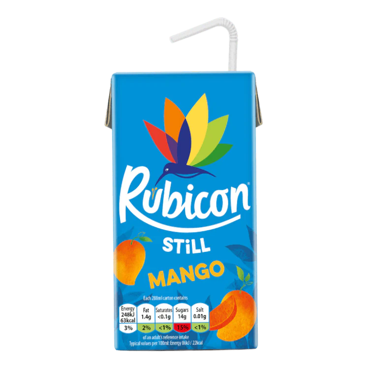 RUBICON JUICE MANGO DRINK HALF SUGAR 27X288ML