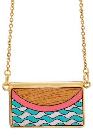 Seaside Recycled Wood Gold Necklace