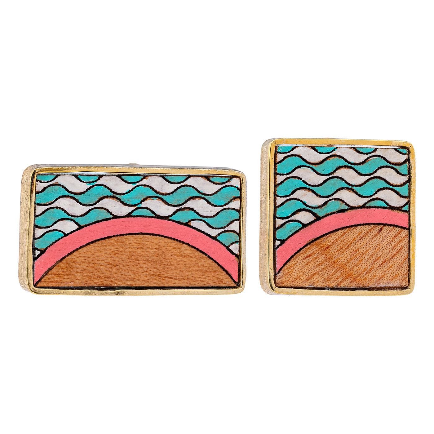 Seaside Recycled Wood Gold Earrings