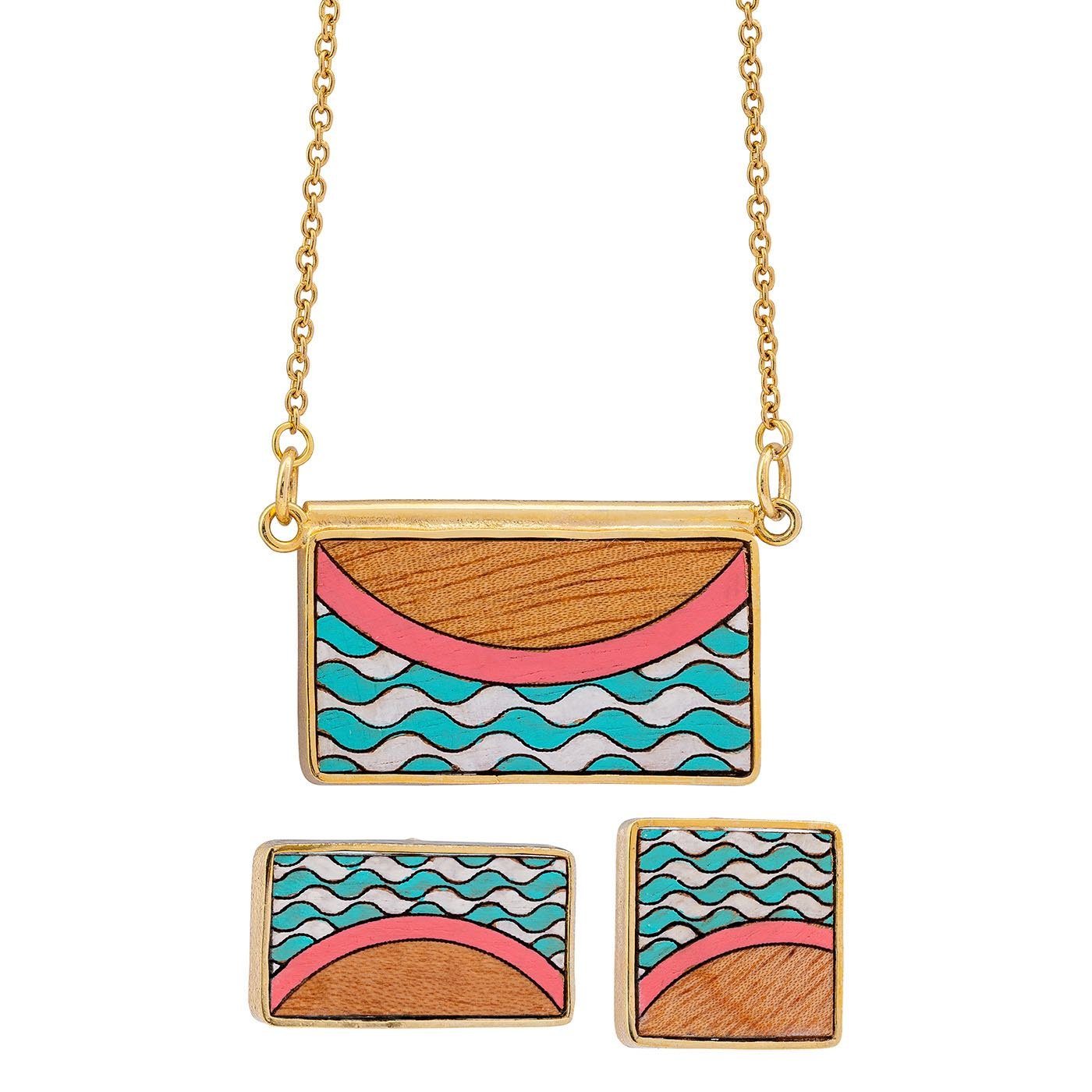 Seaside Recycled Wood Gold Earrings - Image 6