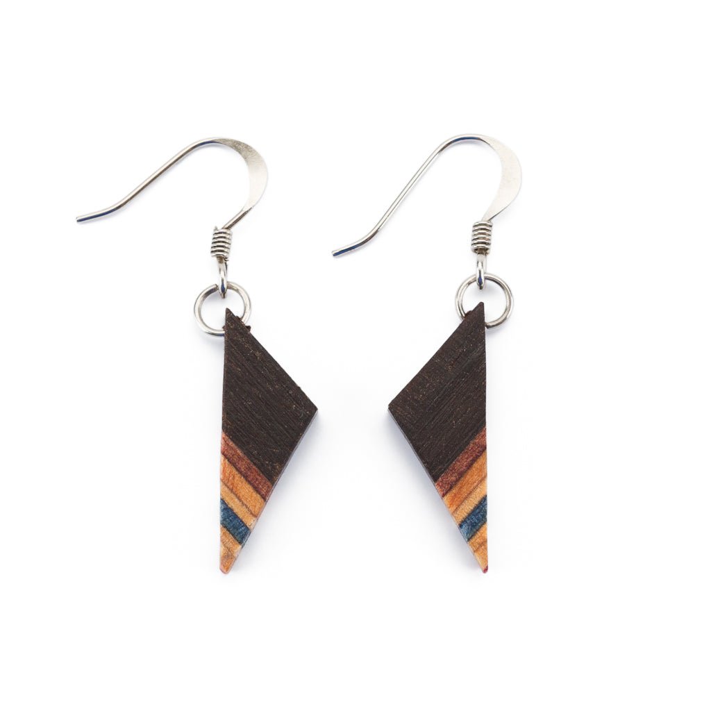 Soni Handmade Skateboard Wooden Earrings by Paguro Upcycle