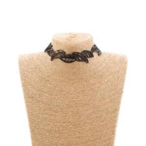 Spring Vegan Black Leaf Choker by Paguro Upcycle