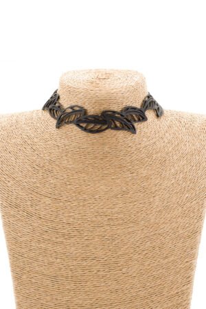 Spring Vegan Black Leaf Choker by Paguro Upcycle
