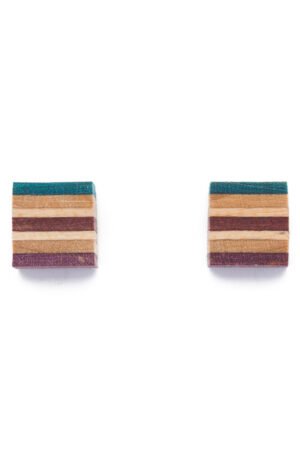 Square Recycled Skateboard Wood Studs Earrings by Paguro Upcycle