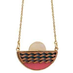 Sunset Recycled Wood Gold Necklace