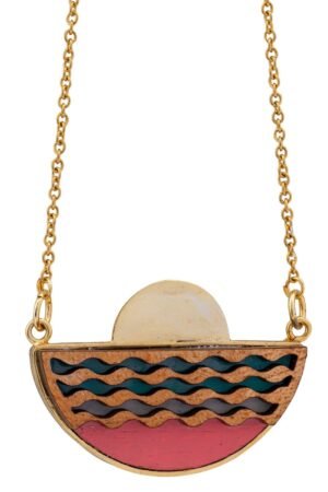 Sunset Recycled Wood Gold Necklace